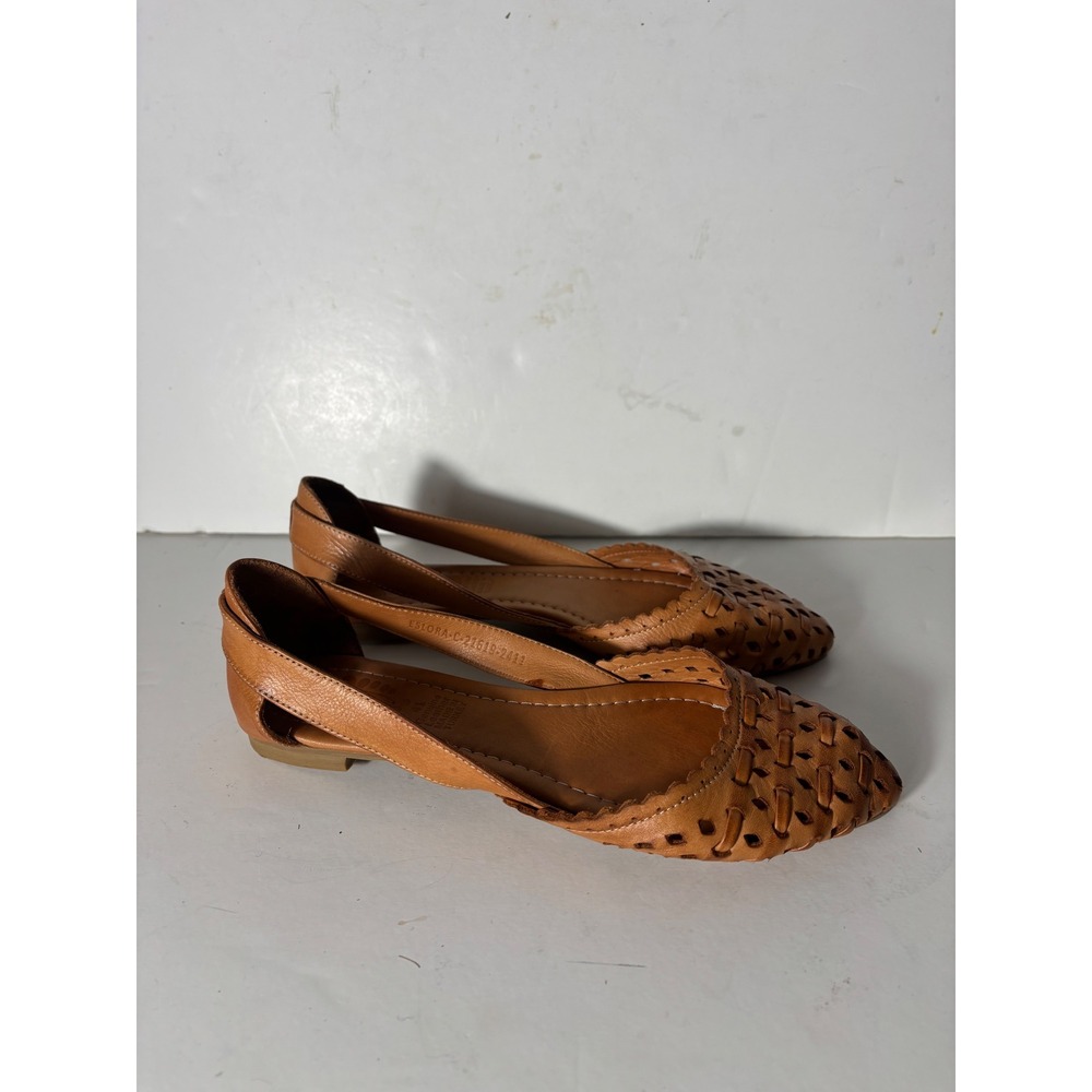 Spring Step Delorse Flat Womens 41 11 Camel Brown Leather Boho Woven Pointed Toe